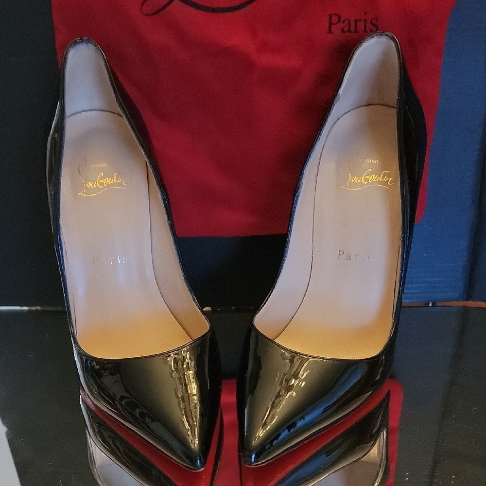 Christian Louboutin So Kate 120 Black Patent Leather Sz 37.5